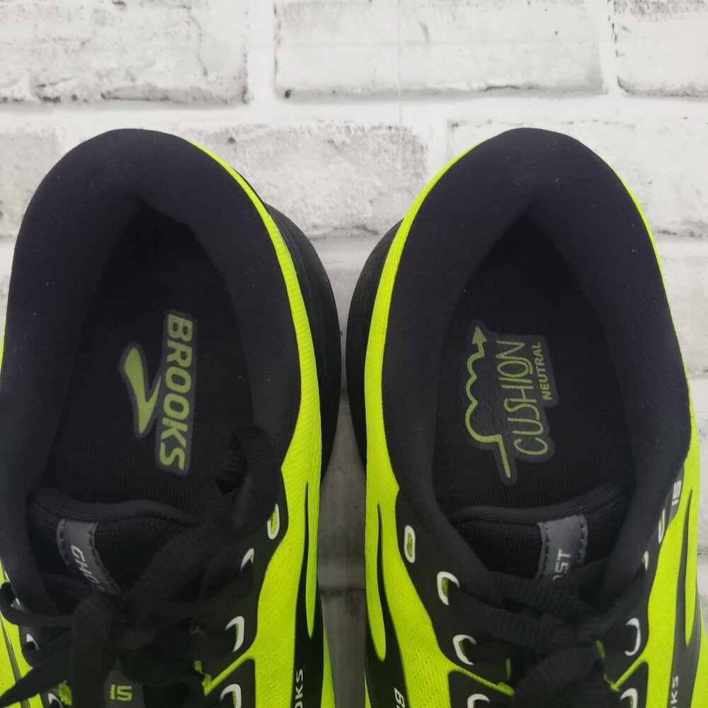 Brooks Ghost 15 Running Shoes Sneakers Neon Yellow Black Men's Size 10.5 - Picture 7 of 8